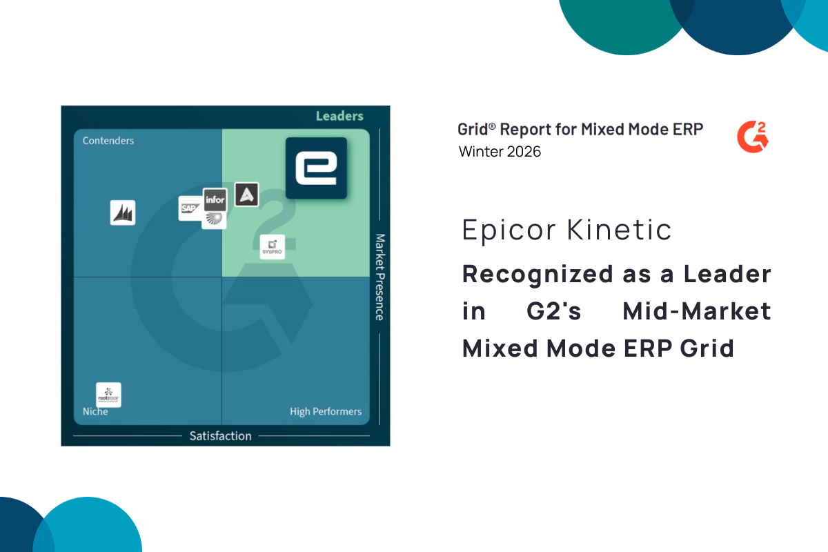 Epicor Kinetic Recognized as a Leader in G2’s Mid-Market Mixed Mode ERP Grid – Winter 2026 