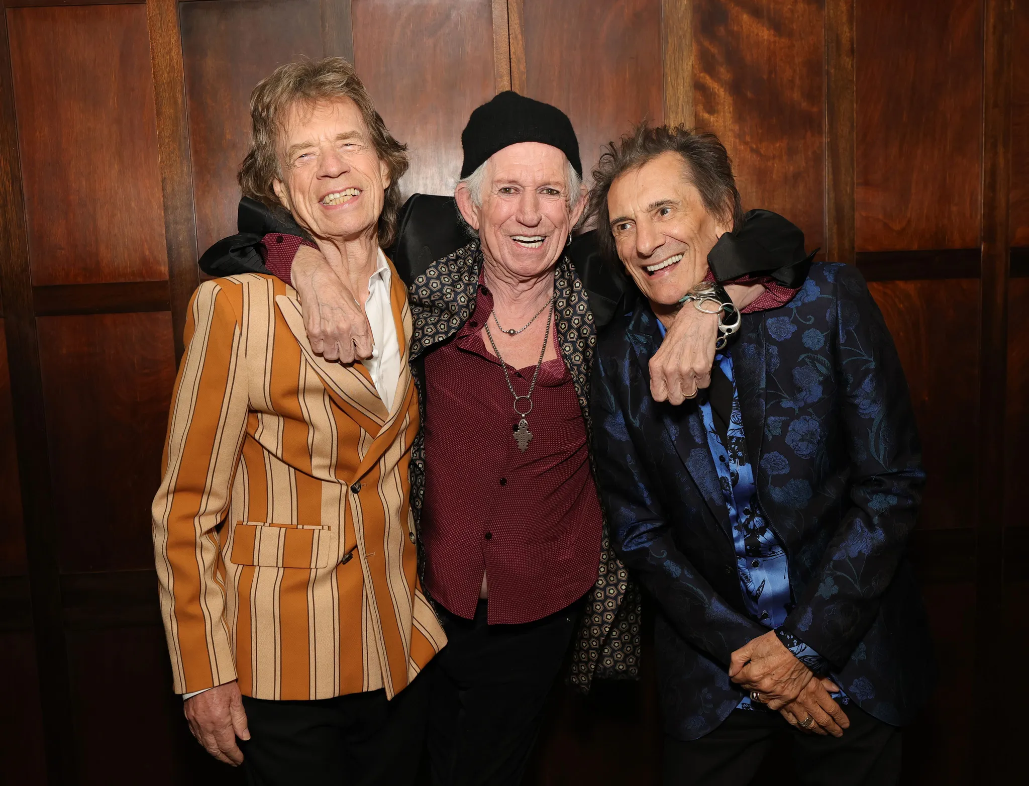 Mick Jagger, Keith Richards et Ronnie Wood à New York le 5 mai 2026 pour la présentation de "Foreign Tongues".