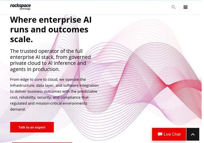 The website screenshot for https://www.rackspace.com/