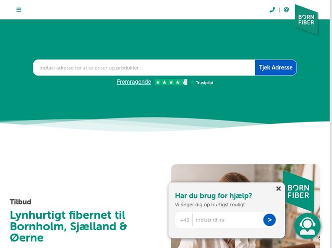 The website screenshot for https://www.bornfiber.dk