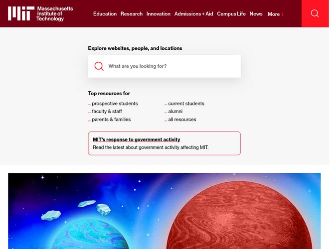 The website screenshot for https://web.mit.edu