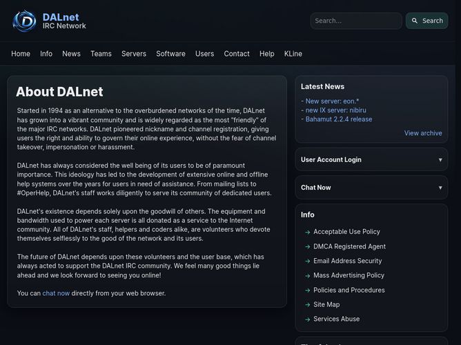 The website screenshot for http://www.dal.net