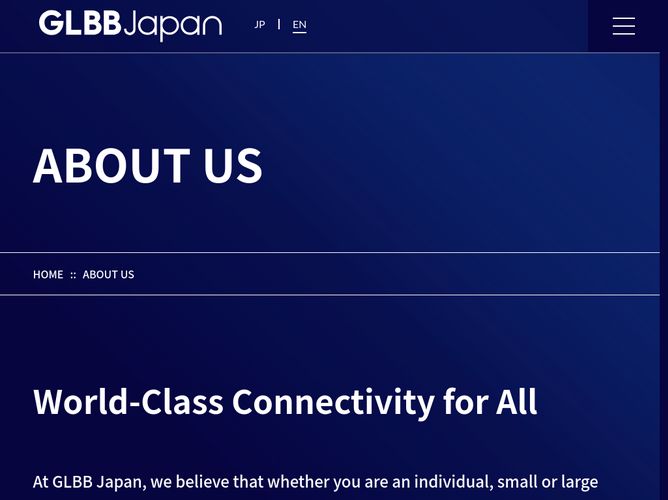The website screenshot for https://www.glbb.jp/en/company/