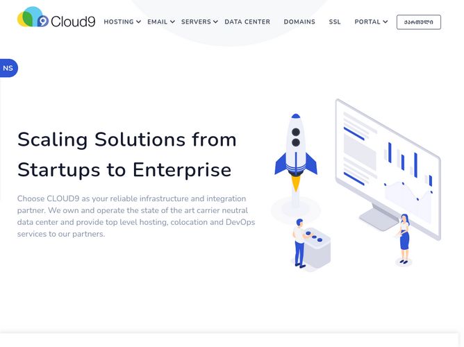 The website screenshot for https://www.cloud9.ge/