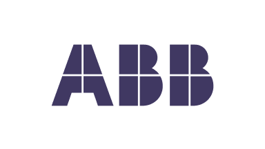 The image features the ABB logo with bold, dark purple letters on a white background.